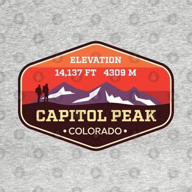 Capitol Peak Colorado - 14ers Mountain Climbing Badge by TGKelly